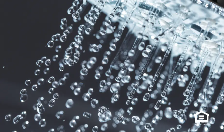 Shower head with water coming out of it